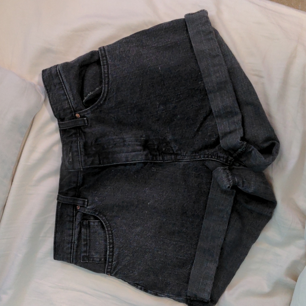 BDG black denim shorts